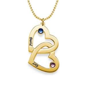 Heart in Heart Birthstone Necklace - Gold Plated