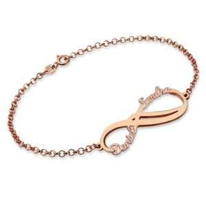 Personalized Infinity 2 Names Bracelet Rose Gold Plated