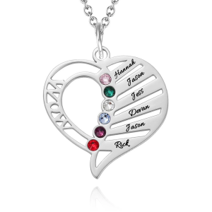 Engraved Mom Birthstone Necklace Rose Gold Plating