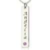 Vertical Bar Necklace Name Tag Silver with Birthstone