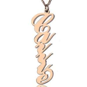 Personalized Vertical Carrie Style Name Necklace Rose Gold