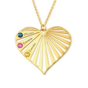 Family Necklace with birthstones in Gold Plating