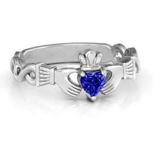 Infinity Claddagh with Heart Stone Ring