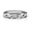 Classic Solitaire Sparkle Ring with Accented Infinity Band