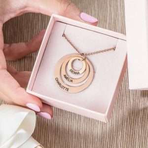 Three Disc Necklace with Rose Gold Plating