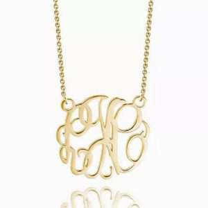 Monogram Necklace 14k Gold Plated