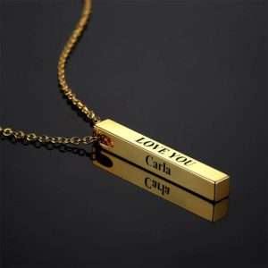 3D Engraved Bar Necklace in Sterling