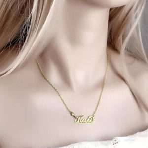 Personalized Birthstone Name Necklace 14k Gold Plated