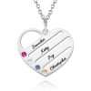 Birthstone Heart Necklace with Engraved Names