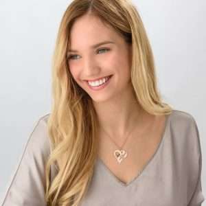 Two Hearts Forever One Necklace with Birthstones - Rose Gold Plated