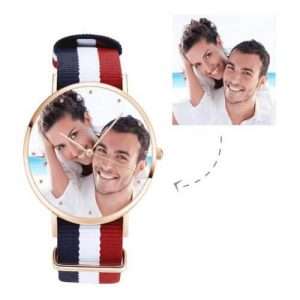 Unisex Rose Goldtone Photo Watch Color Nylon Strap