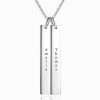 Engraved Double Bar Necklace Silver