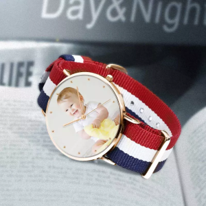 Unisex Rose Goldtone Photo Watch Color Nylon Strap