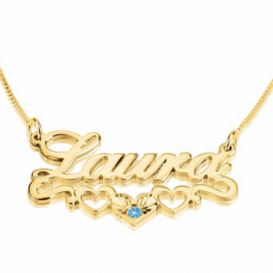 Gold Plated Name Necklace with underline Hearts